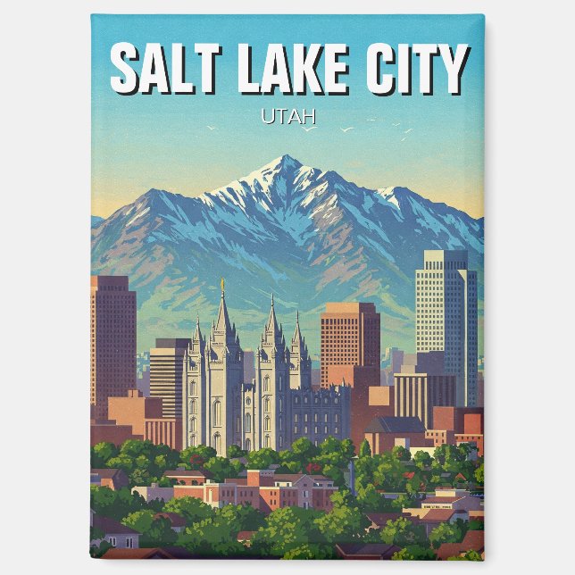 Salt Lake City Skyline Utah Magnet (Vorderseite)