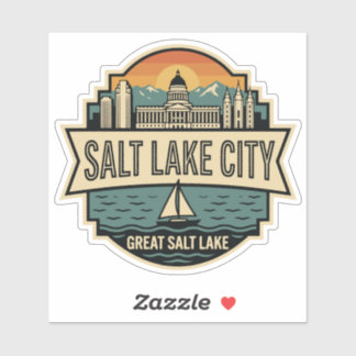 Salt Lake City Skyline Utah Retro-Abzeichen Aufkleber