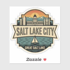 Salt Lake City Skyline Utah Retro Badge  Aufkleber