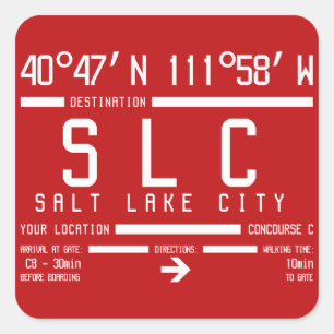 Salt Lake City SLC IATA Airport Code Quadratischer Aufkleber