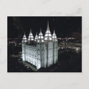 Salt Lake City Temple in der Nacht. Postkarte