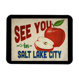 Salt Lake City Utah Apfel - Vintage Reise Magnet