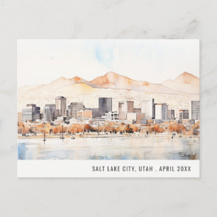 Salt Lake City, Utah Aquarell-Landschaft Reise Postkarte