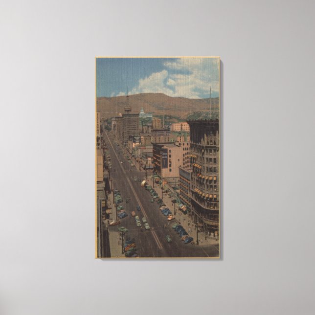 Salt Lake City, Utah - Blick auf Main St. Leinwanddruck (Vorderseite)
