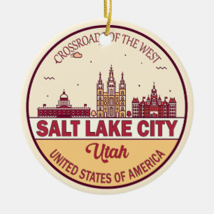 Salt Lake City Utah City Skyline Emblem Keramik Ornament