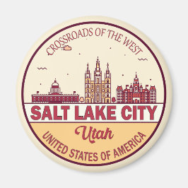Salt Lake City Utah City Skyline Emblem Magnet