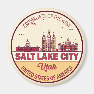 Salt Lake City Utah City Skyline Emblem Magnet