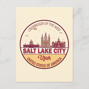Salt Lake City Utah City Skyline Emblem Postkarte