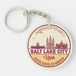 Salt Lake City Utah City Skyline Emblem Schlüsselanhänger