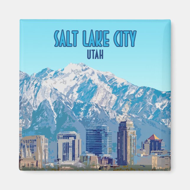 Salt Lake City Utah Downtown Vintag Magnet (Vorne)