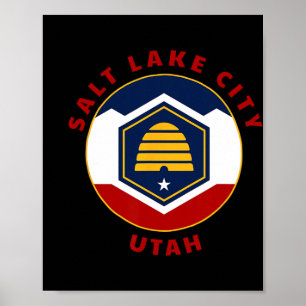 Salt Lake City Utah Neue Ut Flagge Bienenstock Url Poster