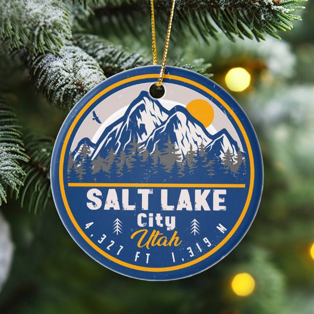 Salt Lake City Utah Retro Sunset Souvenirs 60er Keramik Ornament (Von Creator hochgeladen)