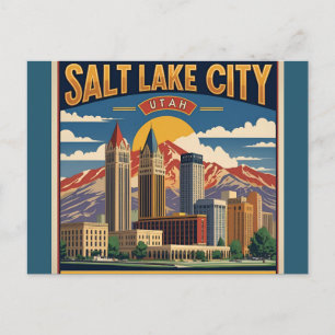 Salt Lake City Utah Retro Vintage Reise Postkarte