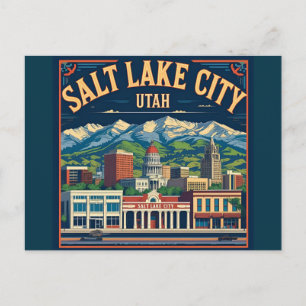 Salt Lake City Utah Retro Vintage Reise Postkarte