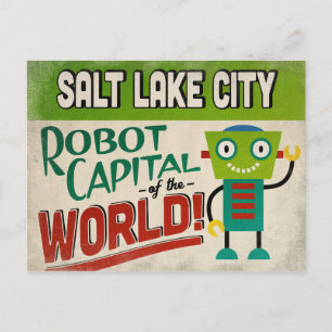 Salt Lake City Utah Robot - Funny Vintag Postkarte