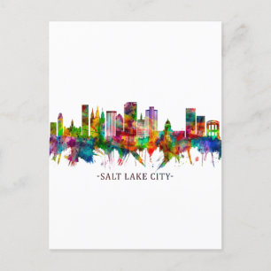 Salt Lake City Utah Skyline Feiertagspostkarte