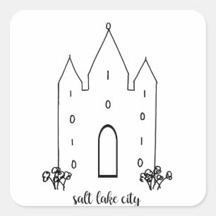 Salt-Lake-City-Utah-Tempel Simple Modern Quadratischer Aufkleber