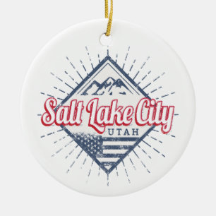 Salt Lake City Utah United Staaten Mountains USA Keramik Ornament