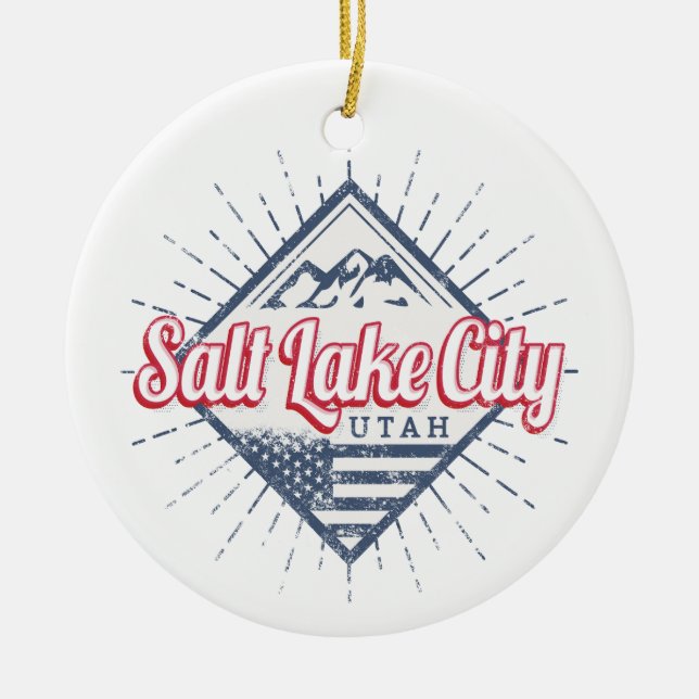 Salt Lake City Utah United Staaten Mountains USA Keramik Ornament (Vorne)