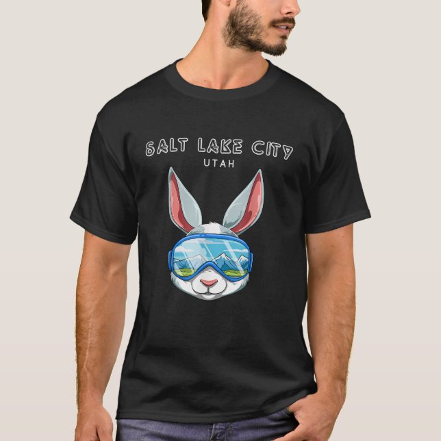 Salt Lake City Utah USA Ski and Snowboard Rabbit T T-Shirt (Vorderseite)
