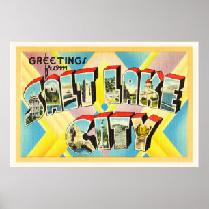 Salt Lake City Utah UT alte Vintage Reise-Andenken Poster