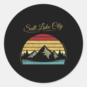 Salt Lake City Utah - Vintage Wandern Outdoor Natu Runder Aufkleber
