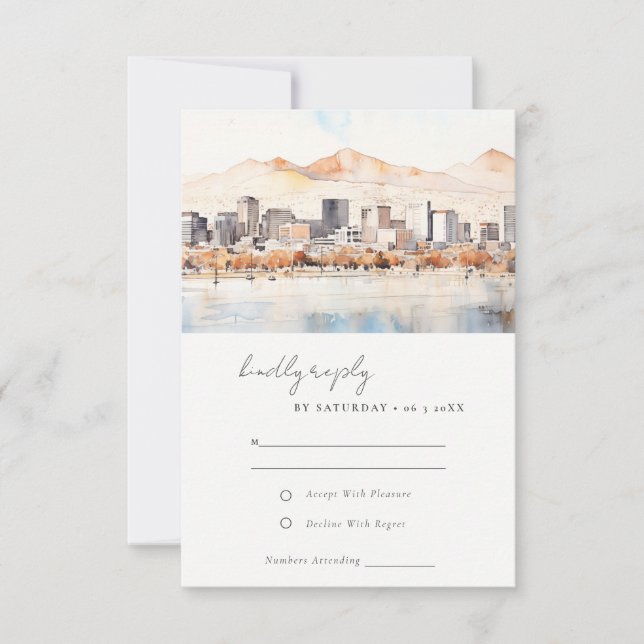 Salt Lake City Utah Watercolor Landscape Wedding RSVP Karte (Vorderseite)