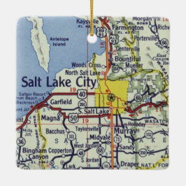 Salt Lake City Vintage Karte Keramikornament