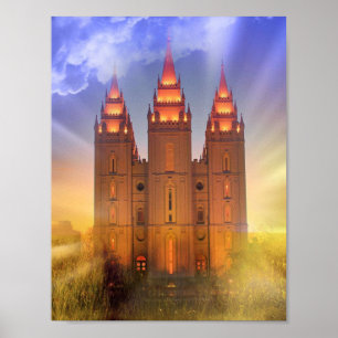 Salt Lake-Tempel mit Sunbeamsplakat Poster