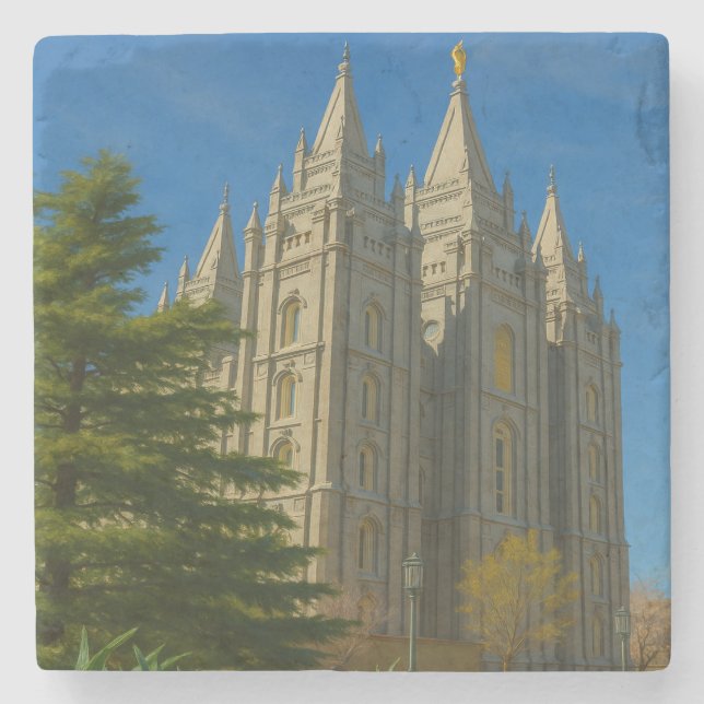 Salt Lake Temple Untersetzer™ Steinuntersetzer (Vorderseite)