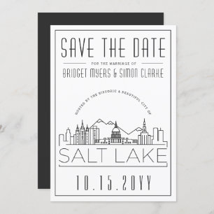 Salt Lake Wedding Stilisierte Skyline Save the D Einladung