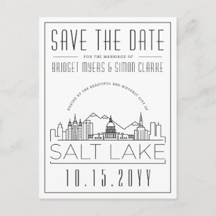 Salt Lake Wedding   Stilisierte Skyline Save the D Postkarte
