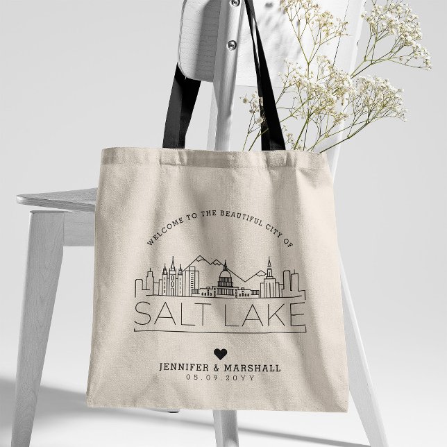 Salt Lake Wedding | Stilisierte Skyline Tote Bag Tragetasche (Von Creator hochgeladen)