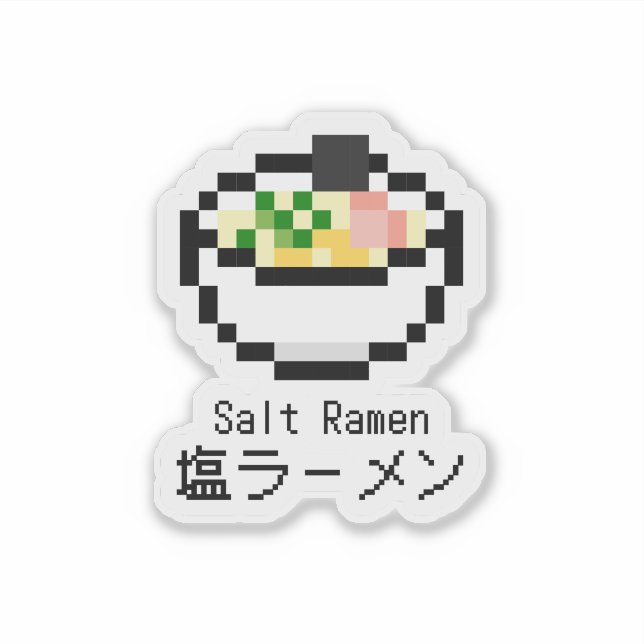 Salt Ramen Retro Pixel Art Aufkleber (Vorderseite)