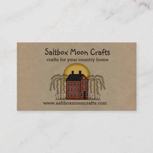 Saltbox und Moon Rustic Country Business Card Visitenkarte (Vorderseite)