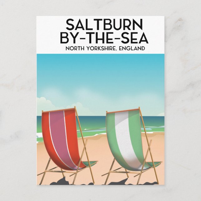 Saltburn-by-the-Sea Vintage Poster. Postkarte (Vorderseite)