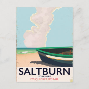 Saltburn - Yorkshire Vintage Reiseplakat. Postkarte