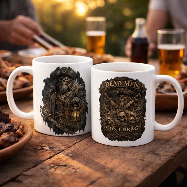 Saltverfluchter Kapitän Mug – Tote Männer prahlen  Kaffeetasse (Von Creator hochgeladen)