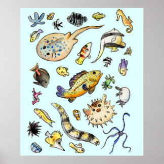 Saltwater Aquarium Aquarium Aquarell Poster