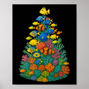 Saltwater Aquarium Weihnachtsbaum Poster