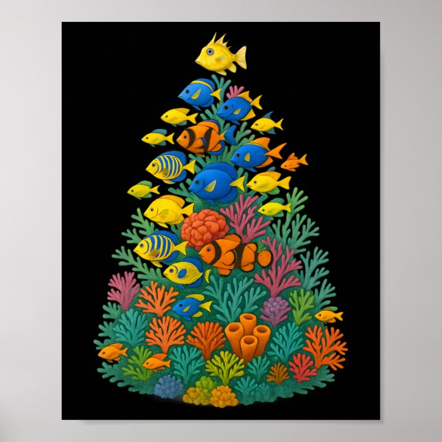 Saltwater Aquarium Weihnachtsbaum Poster (Vorne)
