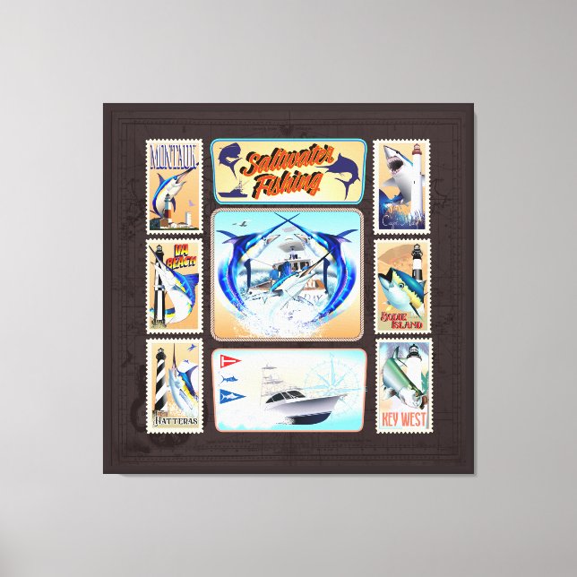 Saltwater Fishing Lighthouses Leinwanddruck (Vorderseite)