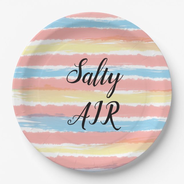Salty Air Pink Yellow Blue Pappteller (Vorderseite)
