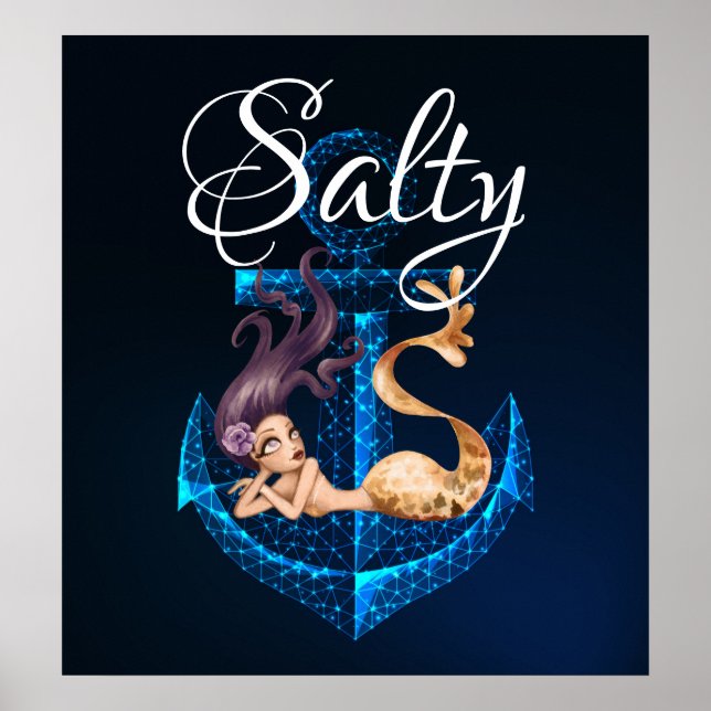 Salty ~ Anchor and Mermaid Sea Life Poster (Vorne)