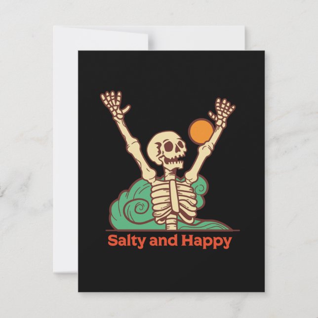 Salty and Happy Skeleton Feiertagskarte (Vorderseite)