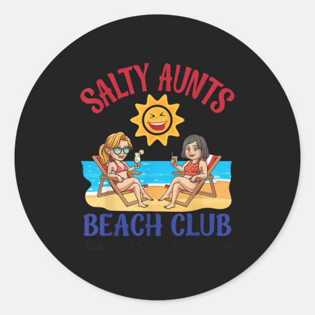 Salty Aunts Beach Club Summer Vacation Vibes 2025  Runder Aufkleber (Vorderseite)