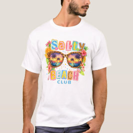 Salty Beach Club Tropische Sonnenuntergangs-Sonnen T-Shirt