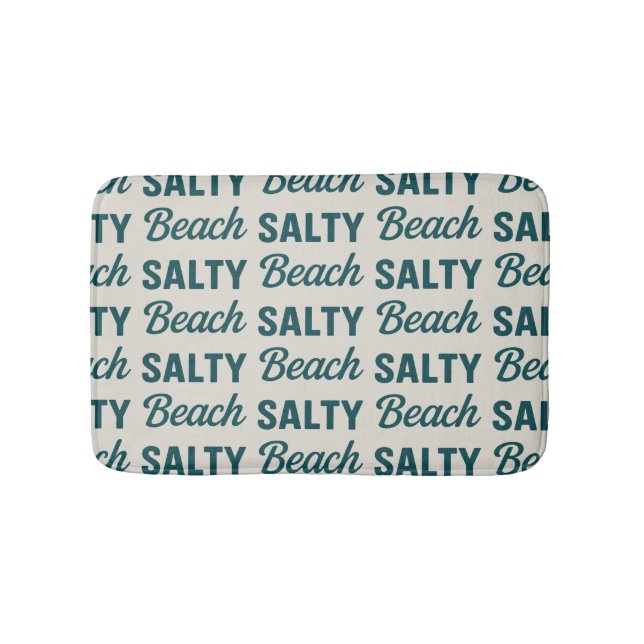 Salty Beach Coastal Teal Graphic Print Ocean Decor Badematte (Vorderseite)