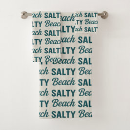 Salty Beach Coastal Teal Graphic Print Ocean Decor Badhandtuch Set