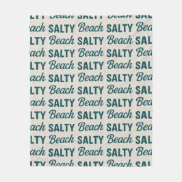 Salty Beach Coastal Teal Graphic Print Ocean Decor Fleecedecke